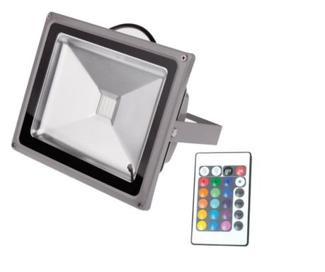 Προβολέας Led Klausstech, Αλουμίνιο, 30w, Rgb, 2700 Lumeni, Cob Led, Τηλεχειριστήριο, Συμπαγής και εργονομικός σχεδιασμός, Ασημί