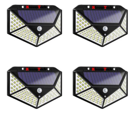 Set 4 solarne lampe Klausstech, ugrađeni senzor pokreta, različiti načini rada, niska potrošnja energije, crna