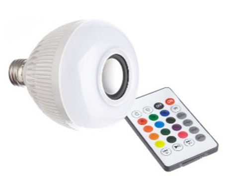 Klausstech okos zenélő LED izzó színes fényekkel, Bluetooth-szal és távirányítóval