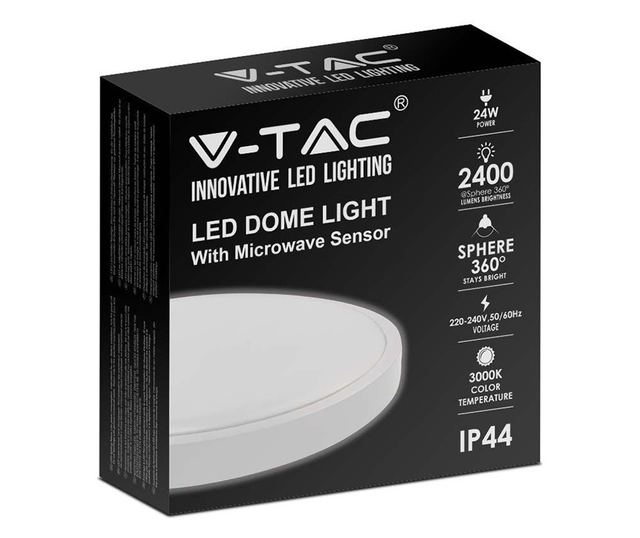 Stropna LED svjetiljka, 24W, senzor pokreta, IP44, 3000K