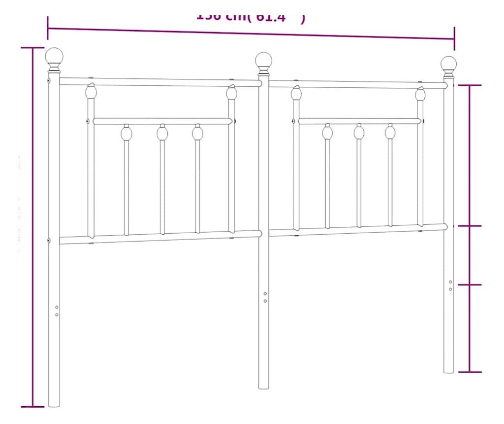 Metalni krevetni uzglavlje, crno, 150 cm - 7