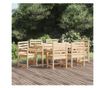 Градински комплект маса, 7 части, масивна борова дървесина