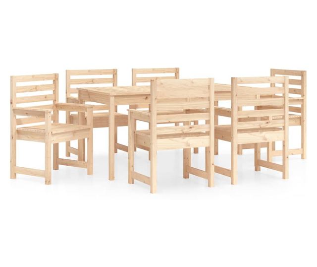 Градински комплект маса, 7 части, масивна борова дървесина