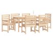 Градински комплект маса, 7 части, масивна борова дървесина