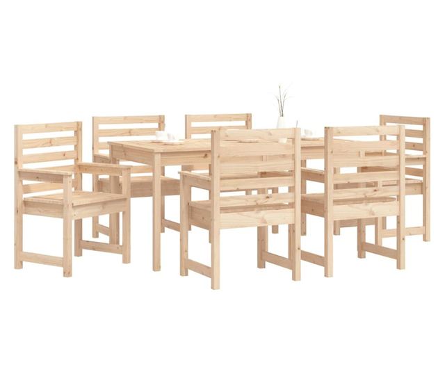 Градински комплект маса, 7 части, масивна борова дървесина