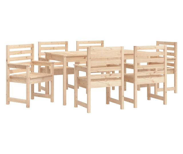 Градински комплект маса, 7 части, масивна борова дървесина