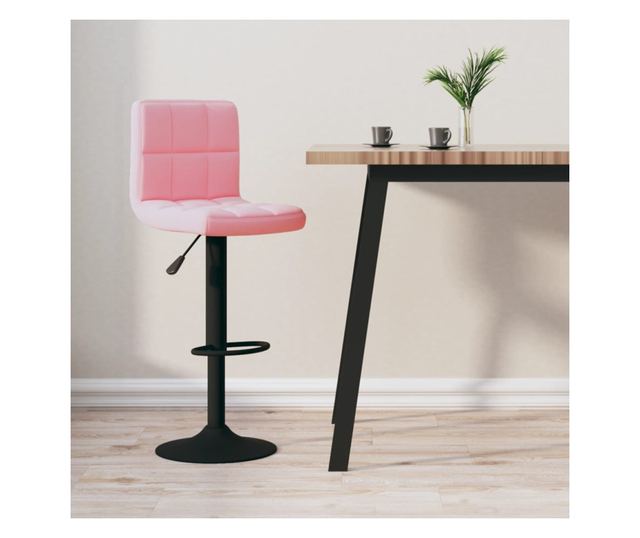 Barski stol, roza, žamet