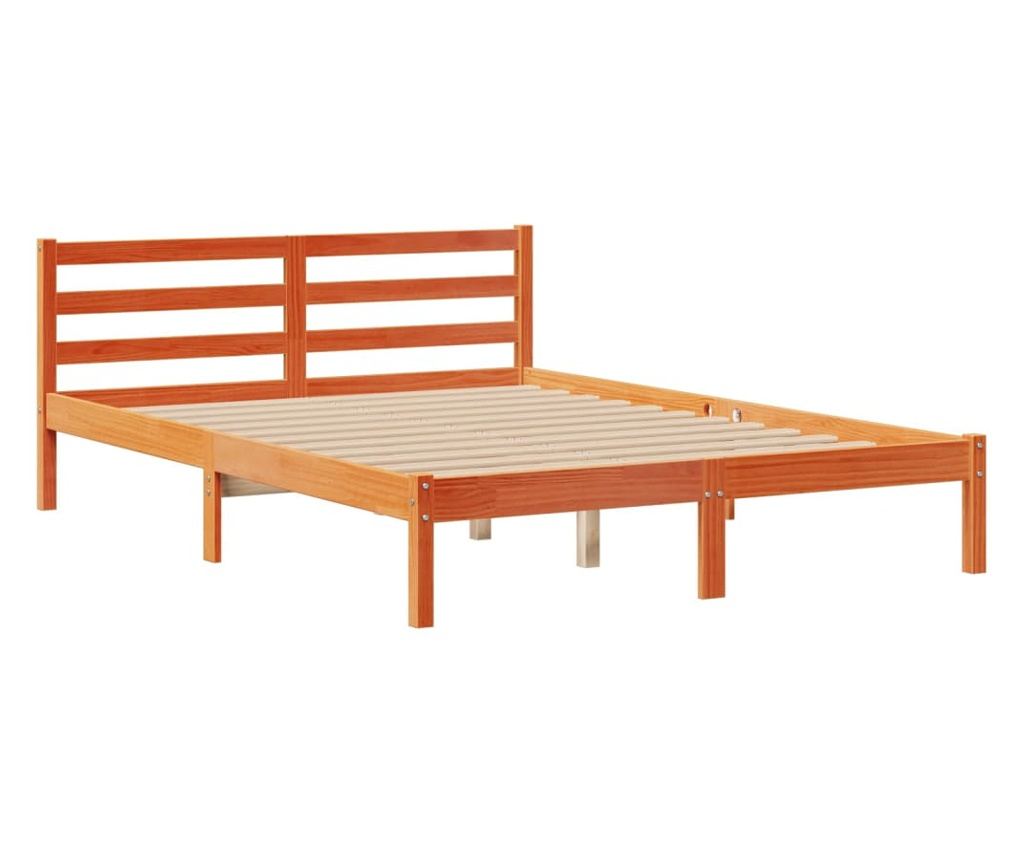 Posteľový rám s policovou čelom hnedý 150x200 cm masívna borovica - 8