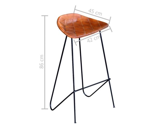 Barski stoli, 6 kosov, rjavi, pravo usnje