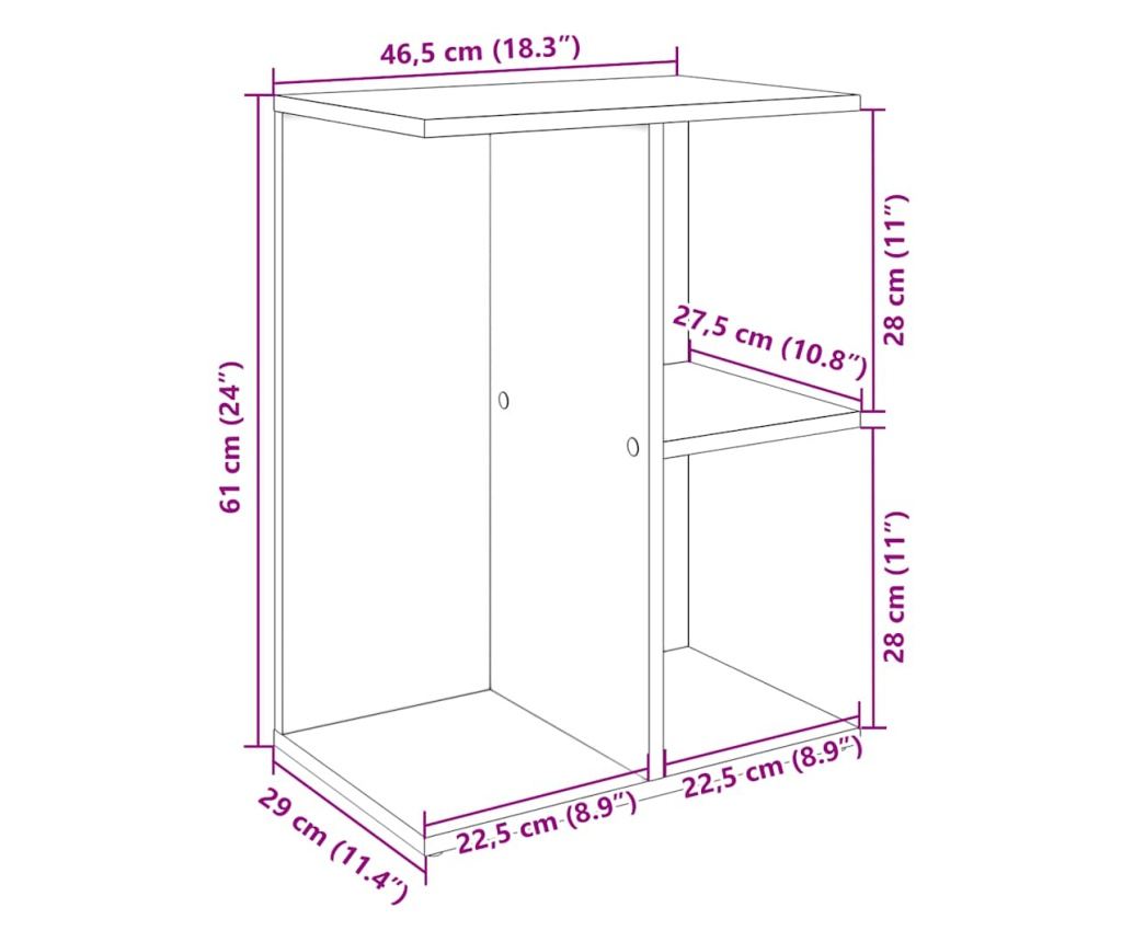 2 komada Noćni Ormarić Bijeli 46.5x29x61 cm Obrađeno Drvo - 10