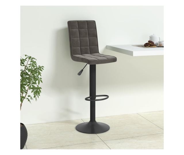 Barski stol, temno siv, žamet