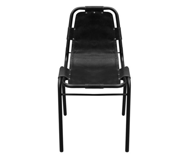 Kuhinjski stoli, 2 kosa, črno, pravo usnje