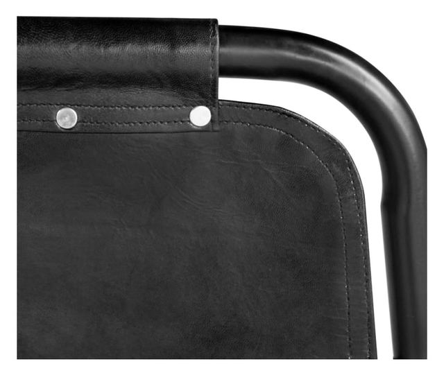 Kuhinjski stoli, 2 kosa, črno, pravo usnje