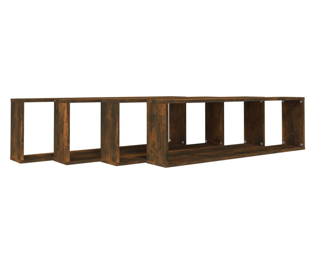 Kocka falipolcok, 4 db, füstölt tölgy 100x15x30 cm fa - 3