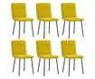 Jedilni stoli, 6 kosov, rumeni, žamet