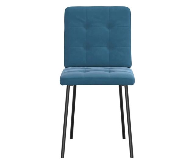 Jedilni stoli, komplet 4, modri, žamet