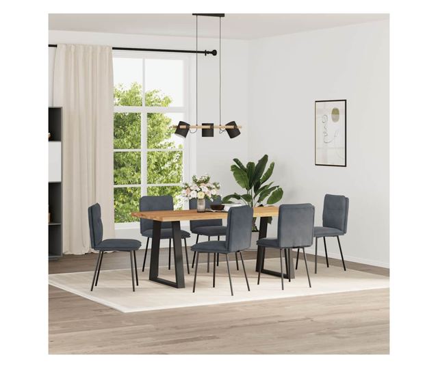 Kuhinjski stoli, komplet 6, temno sivi, žamet