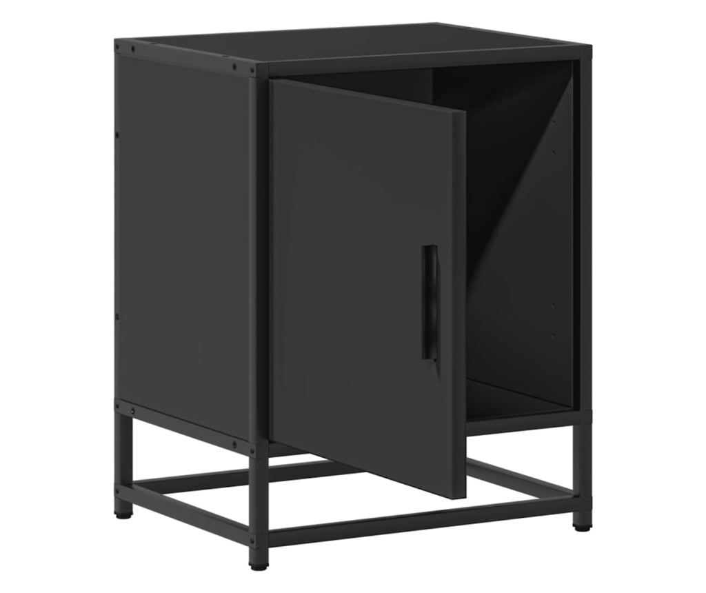 Crni noćni ormarić 40X31X50 cm od obrađenog drveta i metala - 6