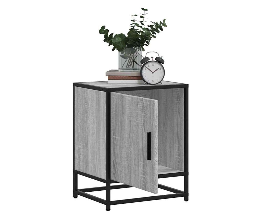 2 komada Noćni Ormarić Sonoma Siva 40x31x50 cm Obrađeno Drvo i Metal - 4