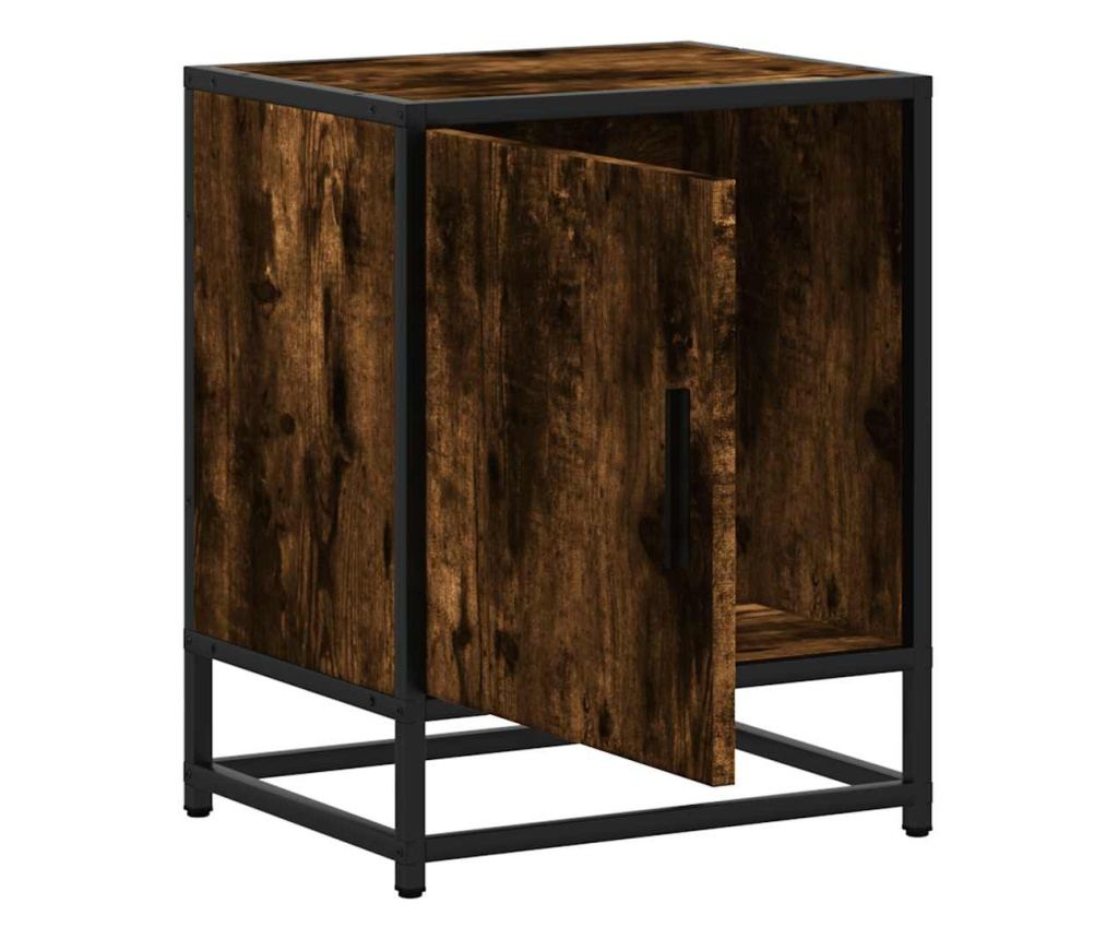 2 komada Noćni ormarić Dimljeni hrast 40x31x50cm obrađeno drvo i metal - 8