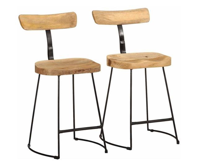 Barski stoli 2 kosa 49x43x79 cm Masiven mangov les