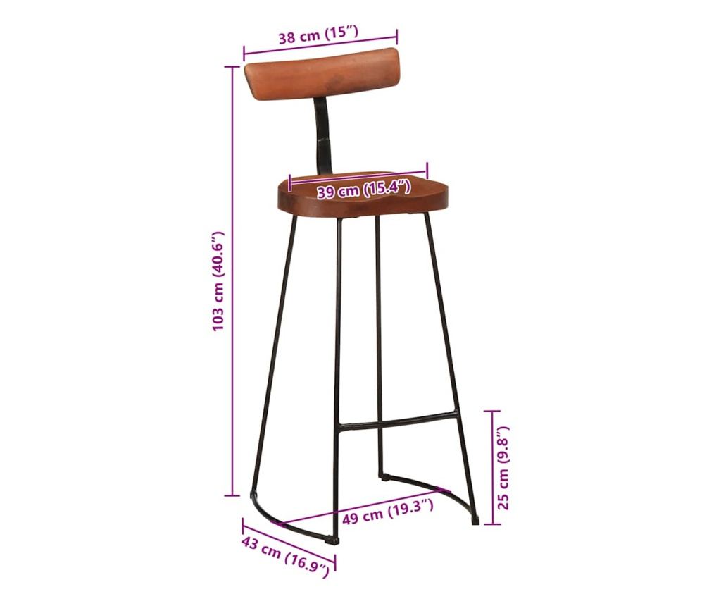 Barski stoli 2 kosa 49x43x103 cm Trden mangov les - 8