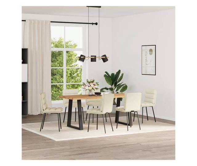 Kuhinjski stoli, 6 kosov, kremni, žamet