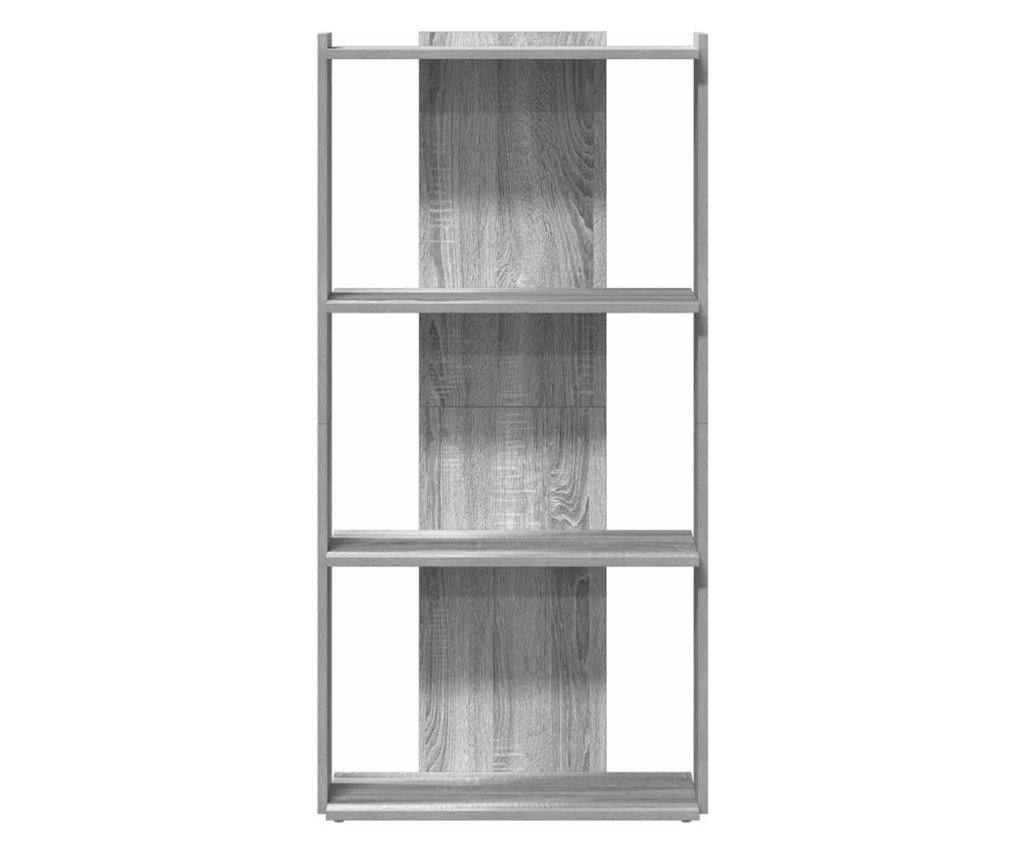 Библиотека 3 рафта сив сонома 60x30x120 см инженерно дърво - 4