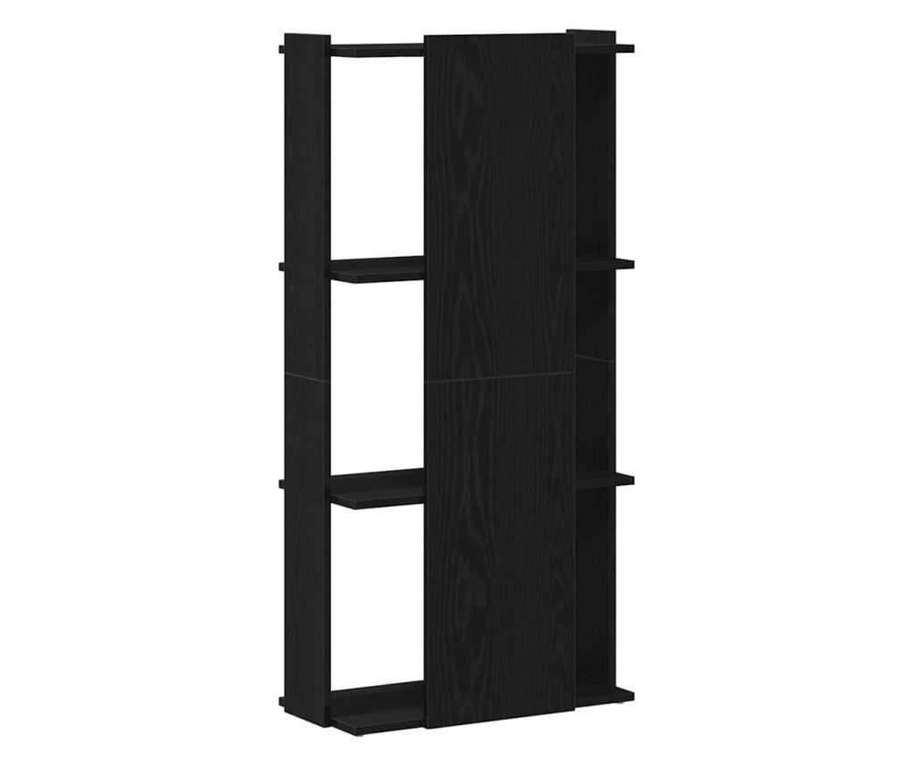 Библиотека 3 рафта черна 60x30x120 см инженерно дърво - 6