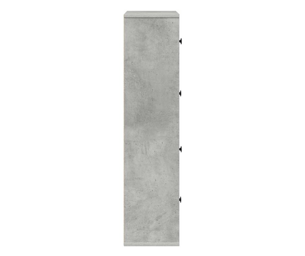 Библиотека, бетонно сива, 60x24x101,5 см, инженерно дърво - 6