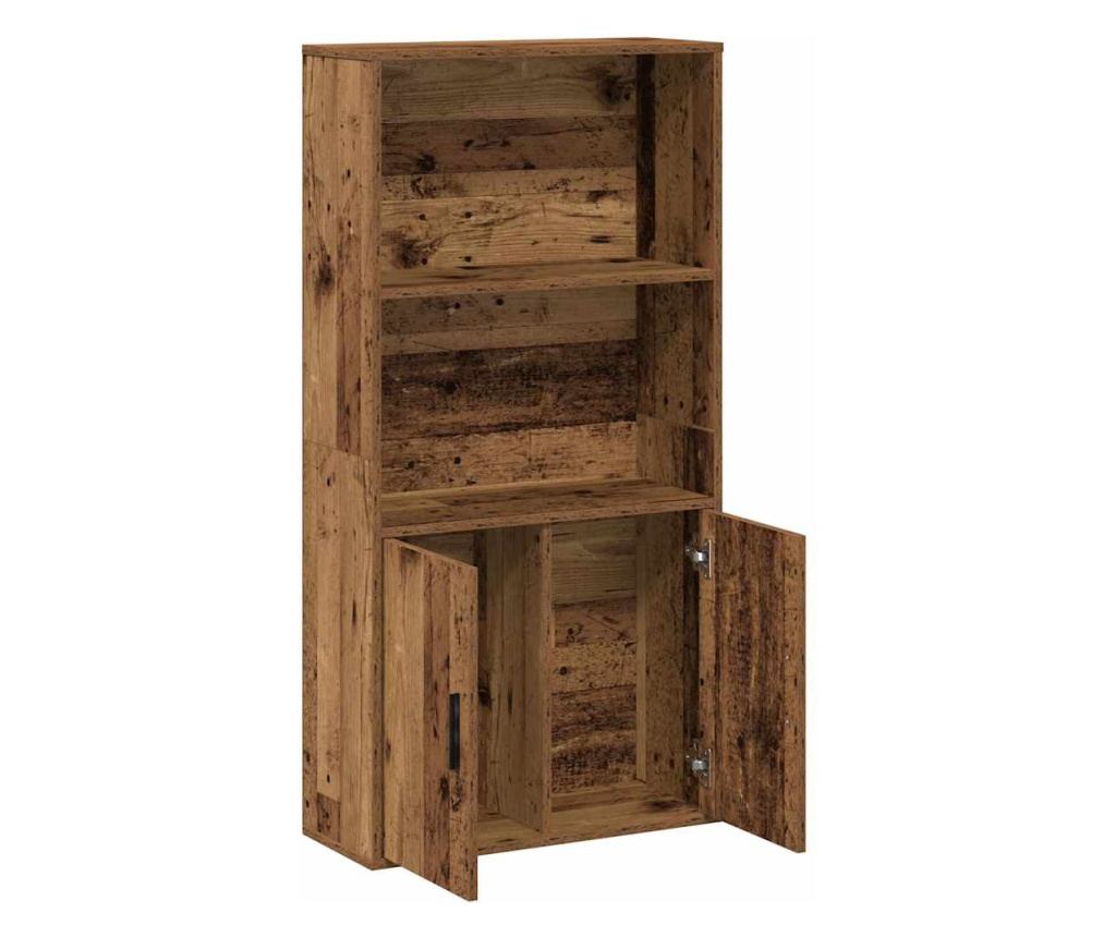 Библиотека, старо дърво, 60x24x120 см, инженерно дърво - 7