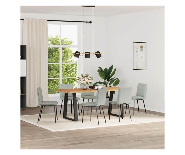 Jedilni stoli, 6 kosov, svetlo sivi, žamet