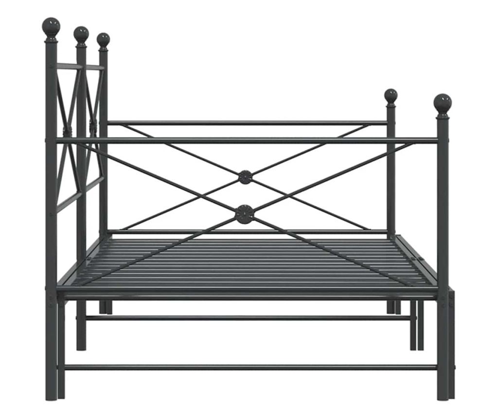 Легло за спане с багажник без матрак черно 100x200 cm - 7