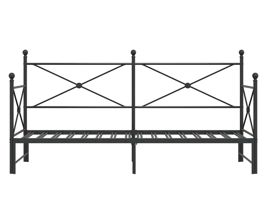 Дневна спалня с багажник без матрак Черно 90x200 cm Стомана - 6