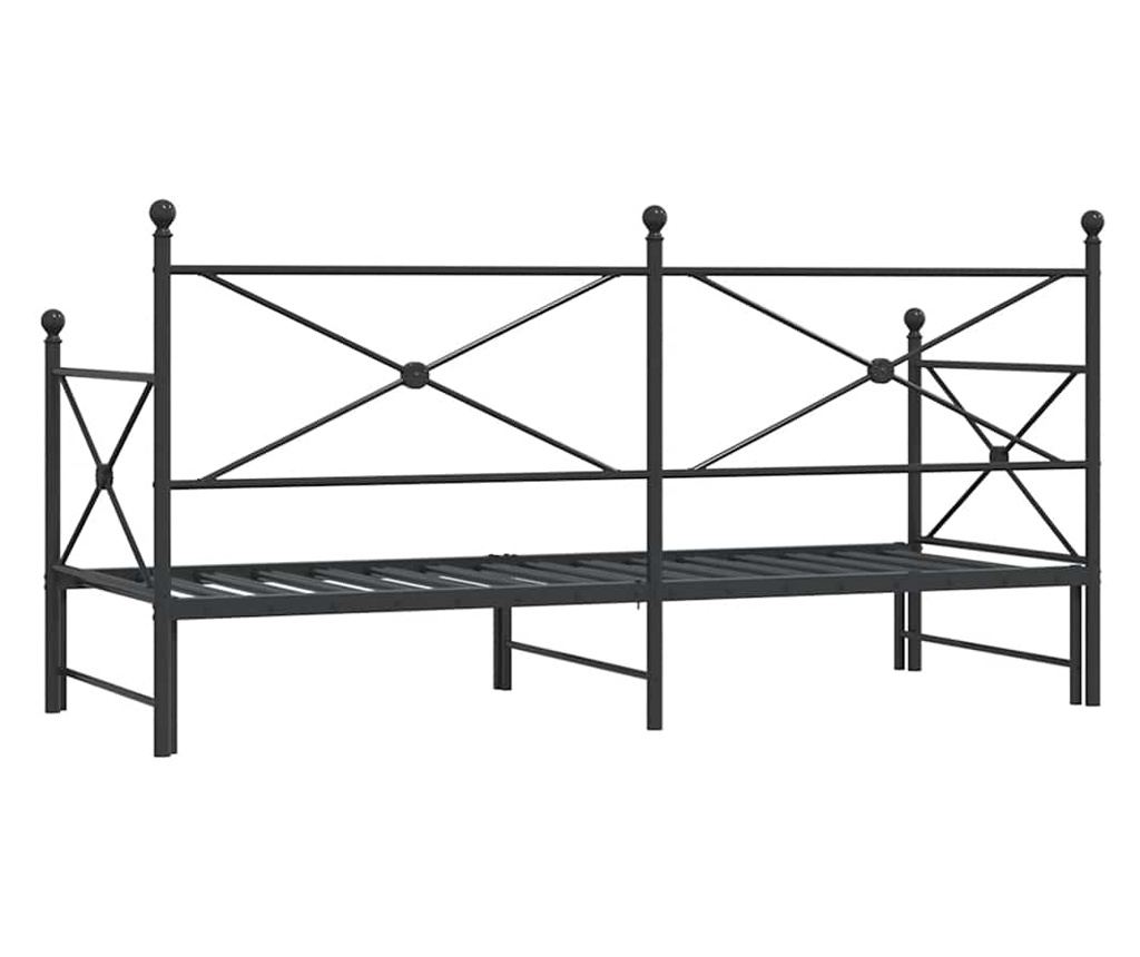 Дневна спалня с багажник без матрак Черно 90x200 cm Стомана - 8