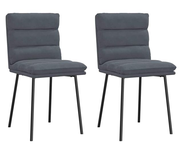 Jedilni stoli, 2 kosa, temno sivi, žamet