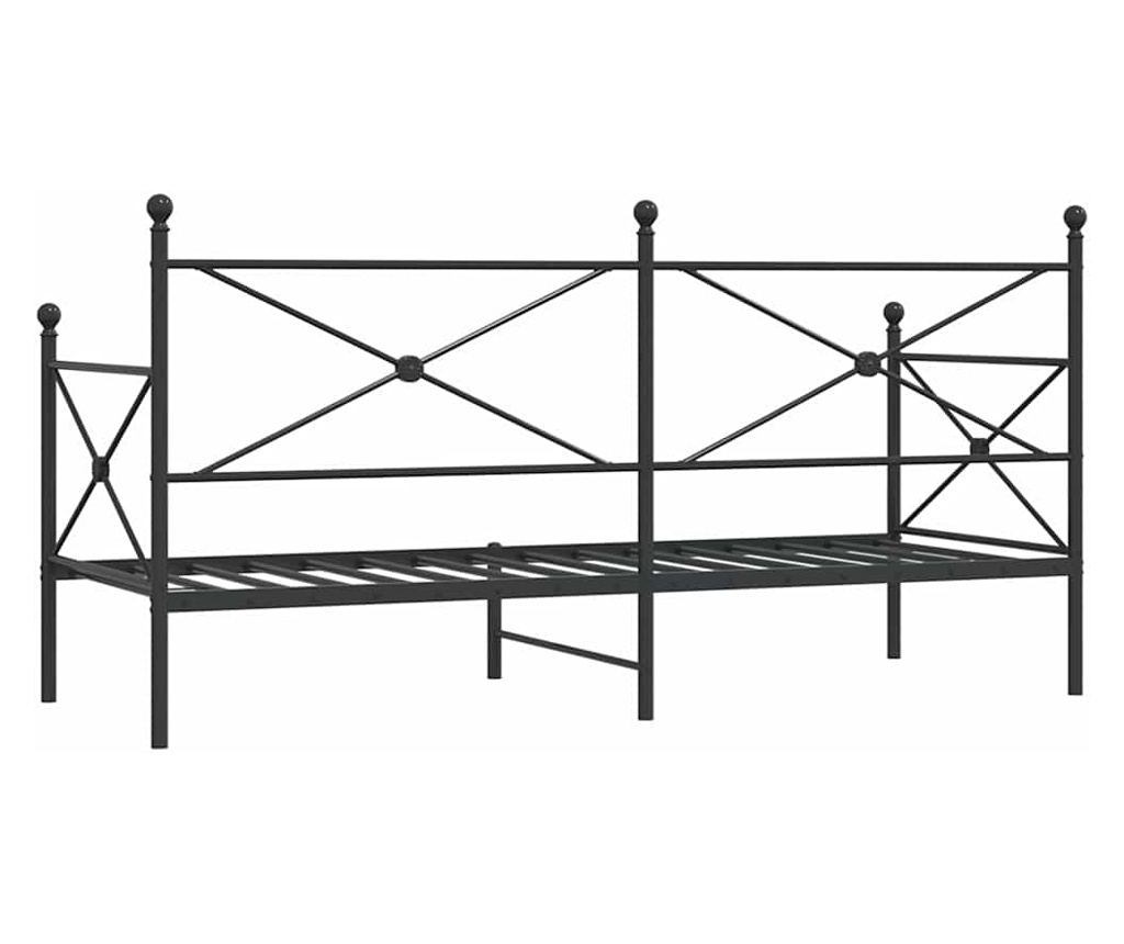 Дневно легло без матрак Черно 90x200 cm Стомана - 7