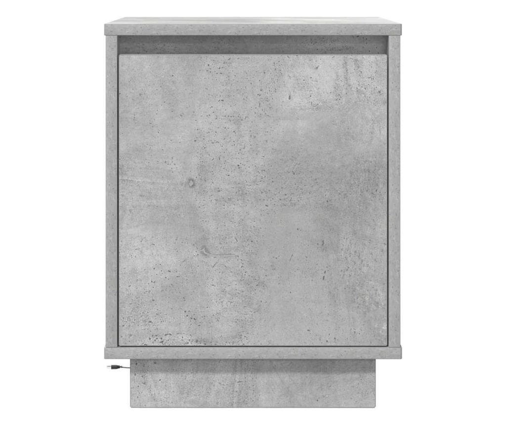 Noćni ormarić s LED svjetlima, boja betonsko siva, 38x34x50 cm - 6