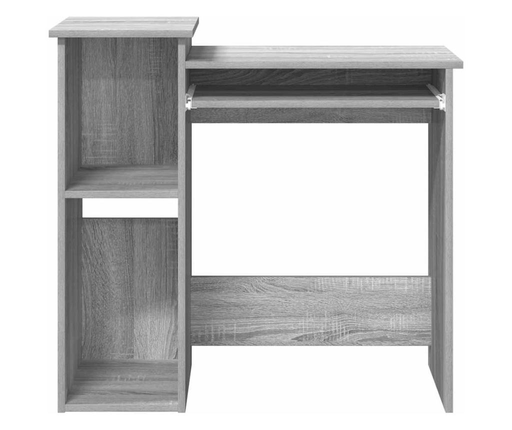 Бюро с рафтове, сив сонома, 84x40x78 см, инженерно дърво - 5