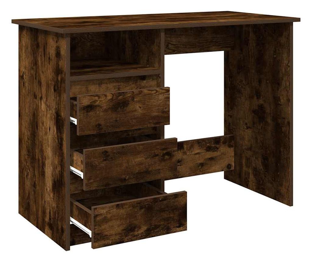 Бюро, опушен дъб, 102x50x75 см, инженерно дърво - 5
