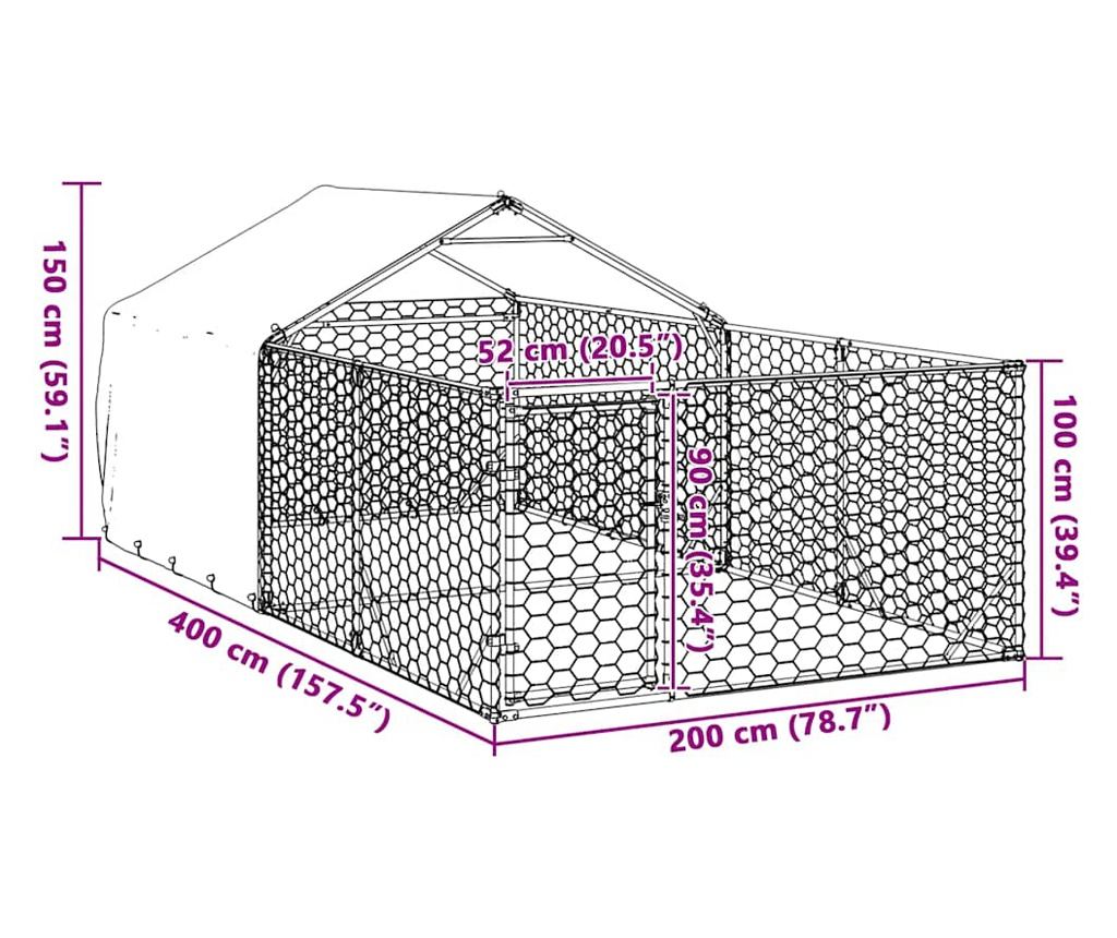 Открита кучешка колиба с бягаща пътека 4x2x1,5 m - 8
