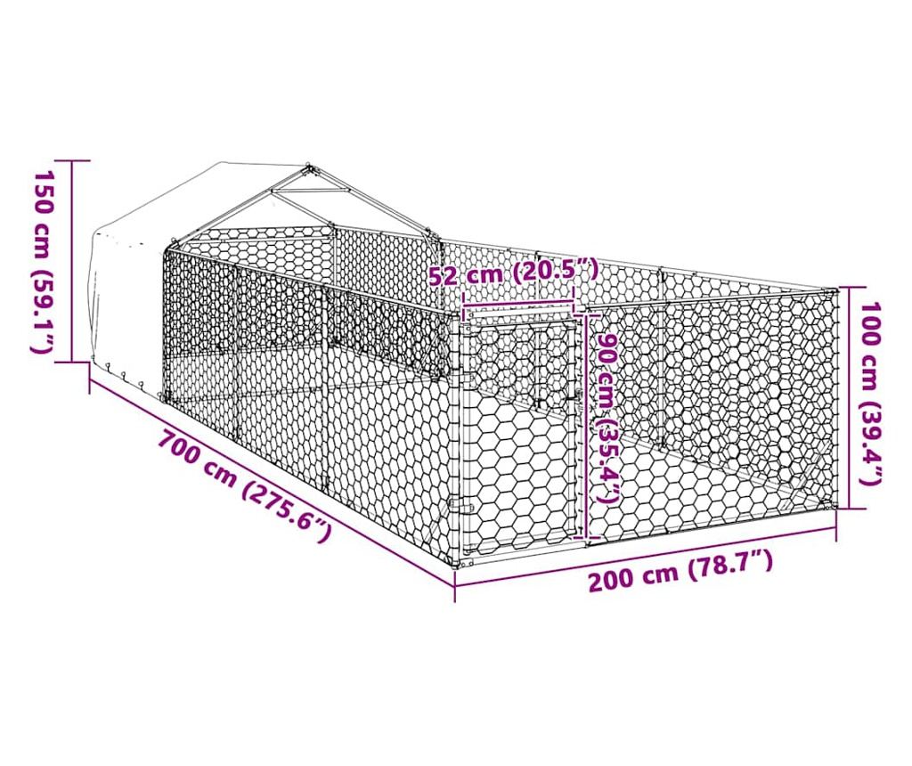 Открита кучешка колиба с бягаща пътека 7x2x1,5 m - 8