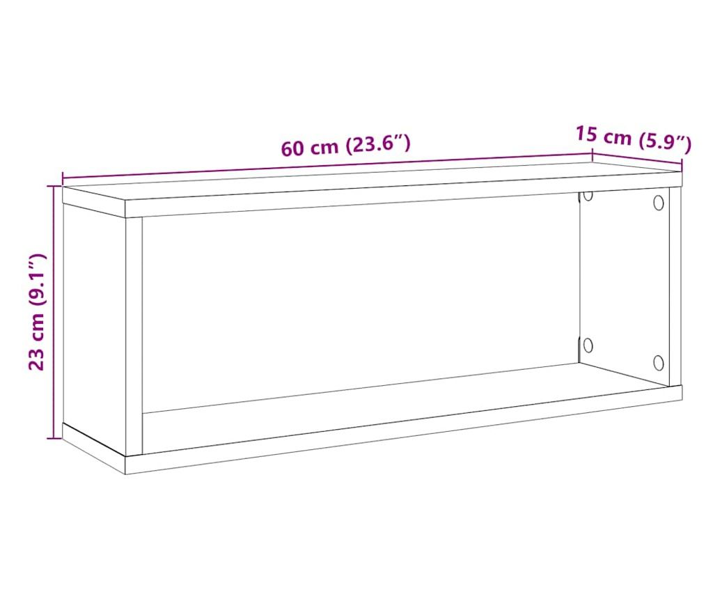 Wall Cube Shelves 6 pcs Old Wood 60x15x23cm Инженерна дървесина - 10
