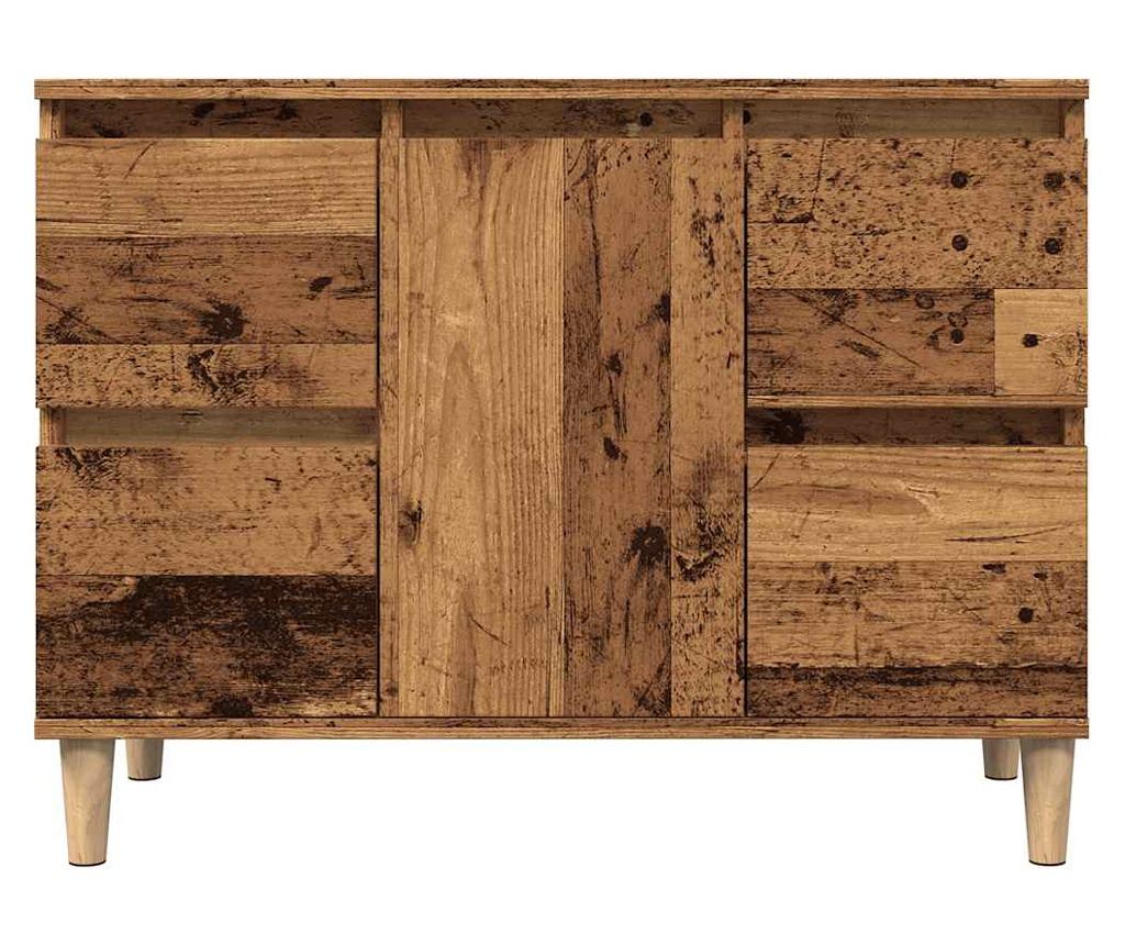 Шкаф за мивка, старо дърво, 80x33x60 см, инженерно дърво - 4
