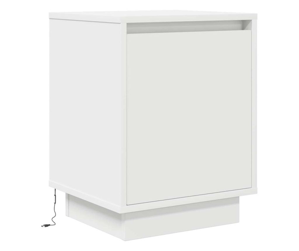 Noćni ormarić s LED svjetlima bijeli 38x34x50 cm - 3
