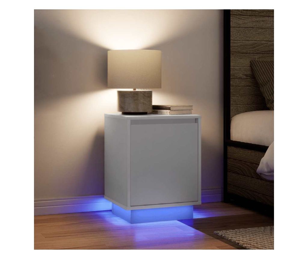Noćni ormarić s LED svjetlima bijeli 38x34x50 cm - 5
