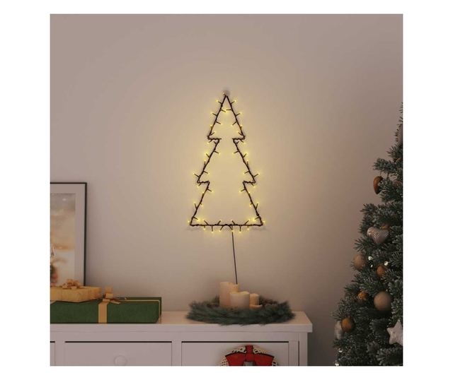 Lumini de Craciun Silueta Pom Craciun 80 LED-uri Alb Cald