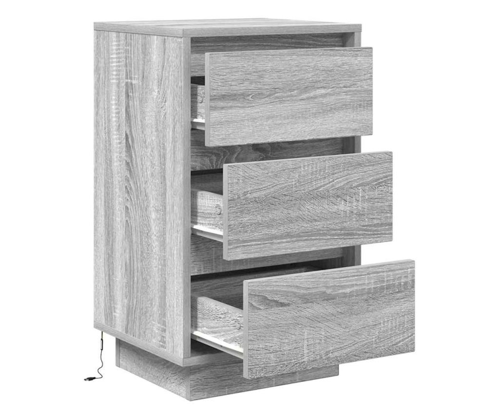 Нощен шкаф с LED осветление Grey Sonoma 38x34x65 cm - 6