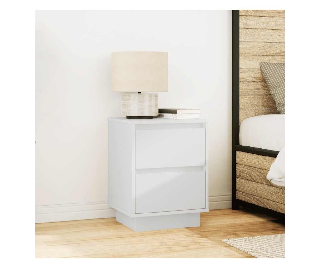 Noćni ormarić s LED svjetlima 2 kom bijeli 38x34x50 cm - 4