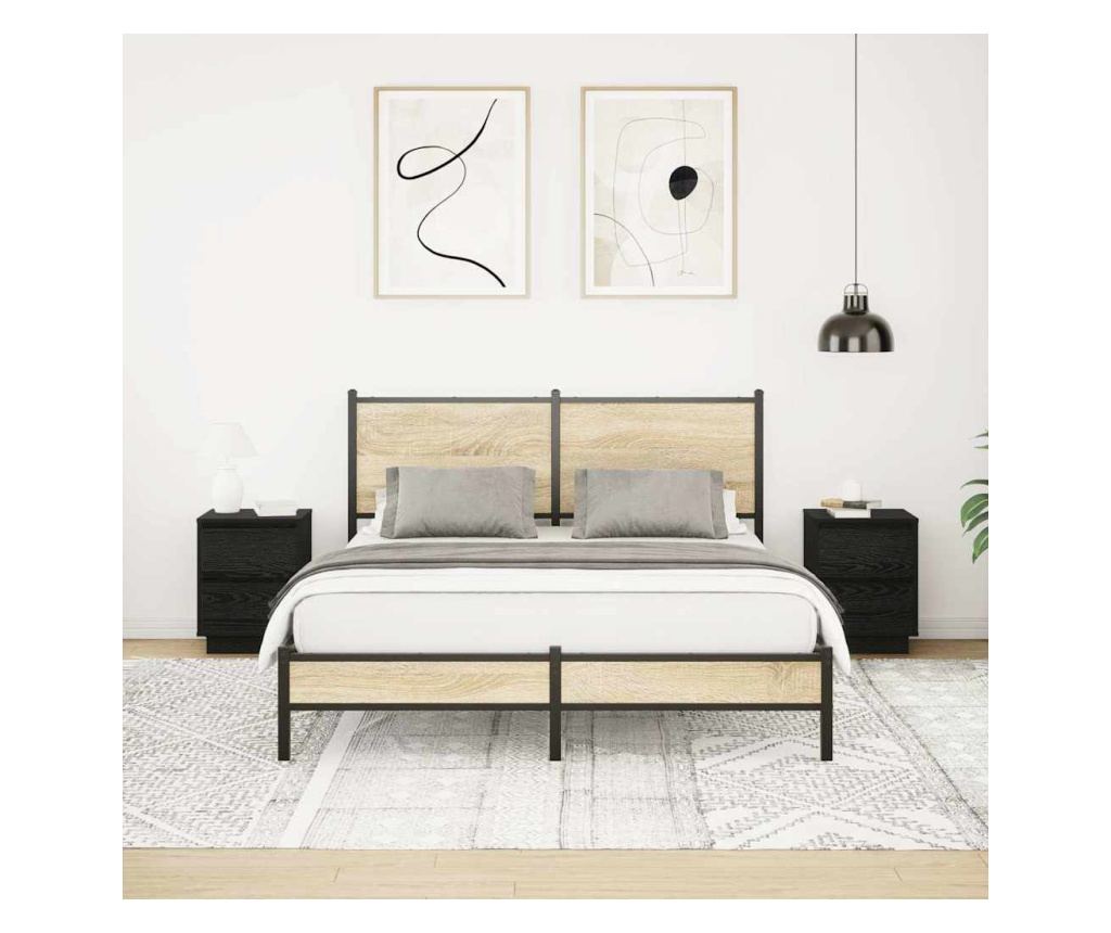 Noćni ormarić s LED svjetlima (2 komada) Crni 38x34x50 cm - 5